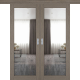 Раздвижная двустворччатая дверь "Атум PRO Х32", зеркало, Brun Oak