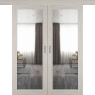 Раздвижная двустворчатая дверь "Атум PRO Х32", зеркало, Scansom Oak