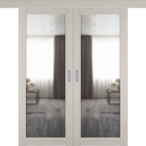 Раздвижная двустворчатая дверь "Атум PRO Х32", зеркало, Scansom Oak