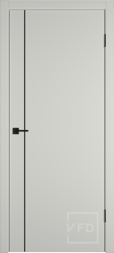 Межкомнатная дверь "Бэйсик 1ВР" (BASIC 1V), пг, Эмалекс молочный (midwhite), кромка ABS черная (ЗПЗм1)