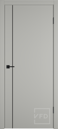 Межкомнатная дверь "Бэйсик 1ВР" (BASIC 1V), пг, Эмалекс бежевый (taupe), кромка ABS черная (ЗПЗм1)