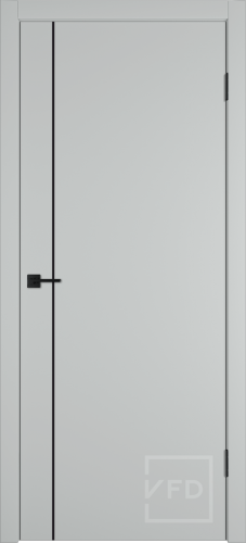 Межкомнатная дверь "Бэйсик 1ВР" (BASIC 1V), пг, Эмалекс серый (steel), кромка ABS черная (ЗПЗм1)