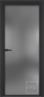 Алюминевая дверь Grafia R00 Black Sand стекло Dark Cloud