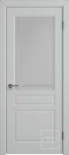 Межкомнатная дверь "Стокгольм", по, Silver, стекло бел.сат. с гравир Межкомнатная дверь "Стокгольм", по, Silver, стекло бел.сат. с гравир