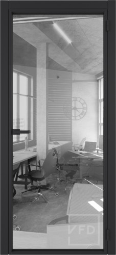 Алюминевая дверь System R00 Black Sand стекло Air Space