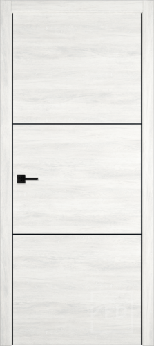 Межкомнатная дверь "URBAN 2", пг, Nord Vellum (черный молдинг)